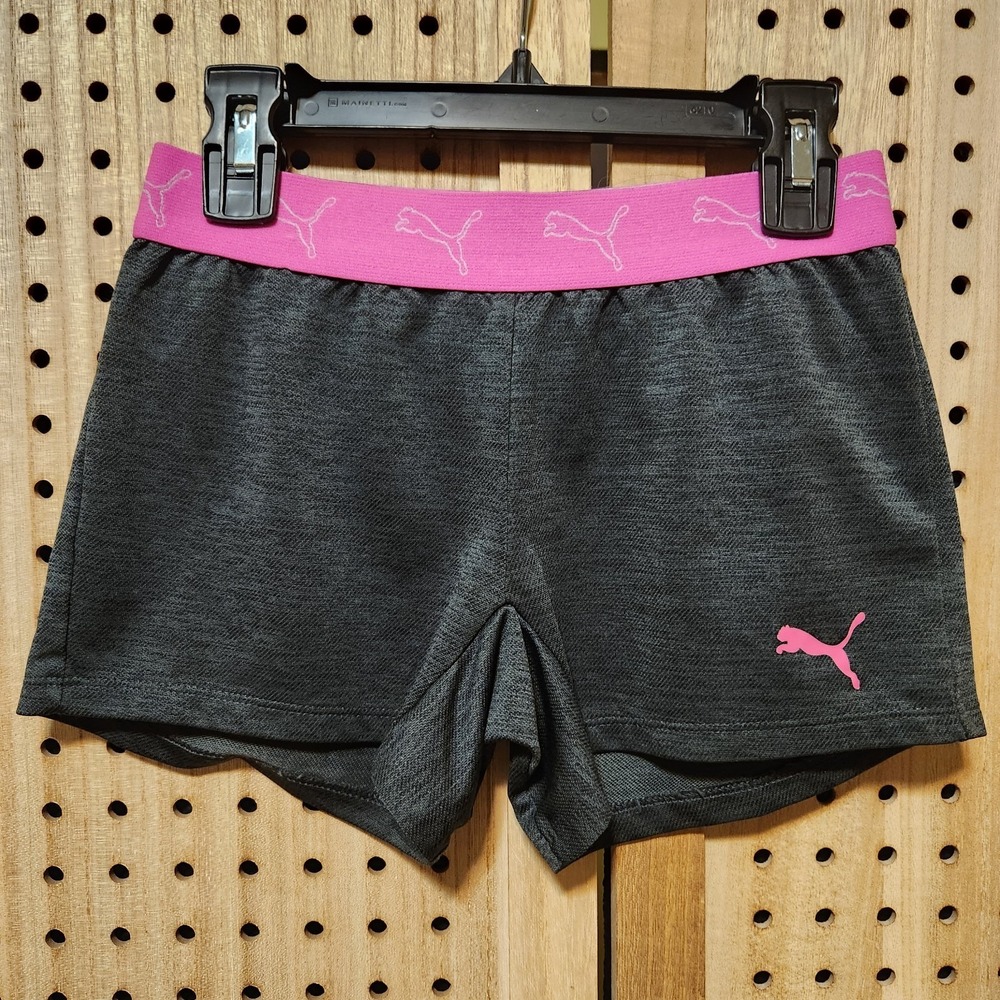Puma Black And Pink Shorts‎ Girls Small 7 8 Sports Running Play Summer Gym Track